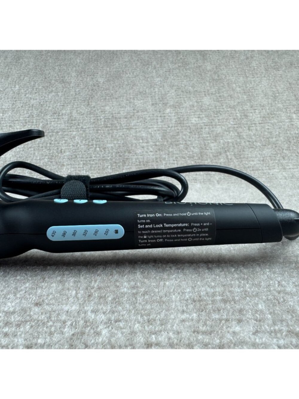 BIO IONIC Long Barrel Curling Iron Styler 1.25-Inch Black Nanoionic Beachy Waves - Picture 2 of 6
